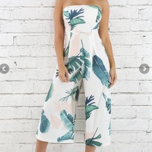 White Fox Palm Leaf Romper